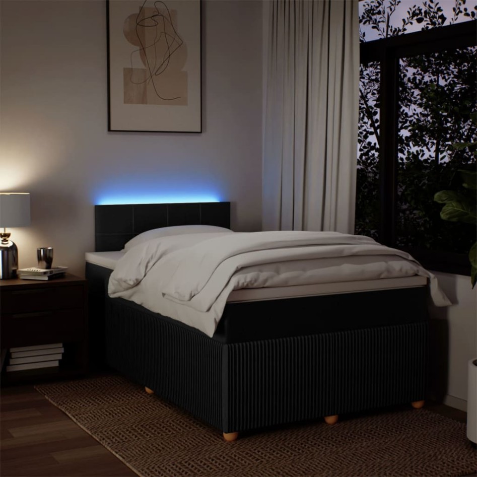 Cama box spring con colchón tela negro 120x200