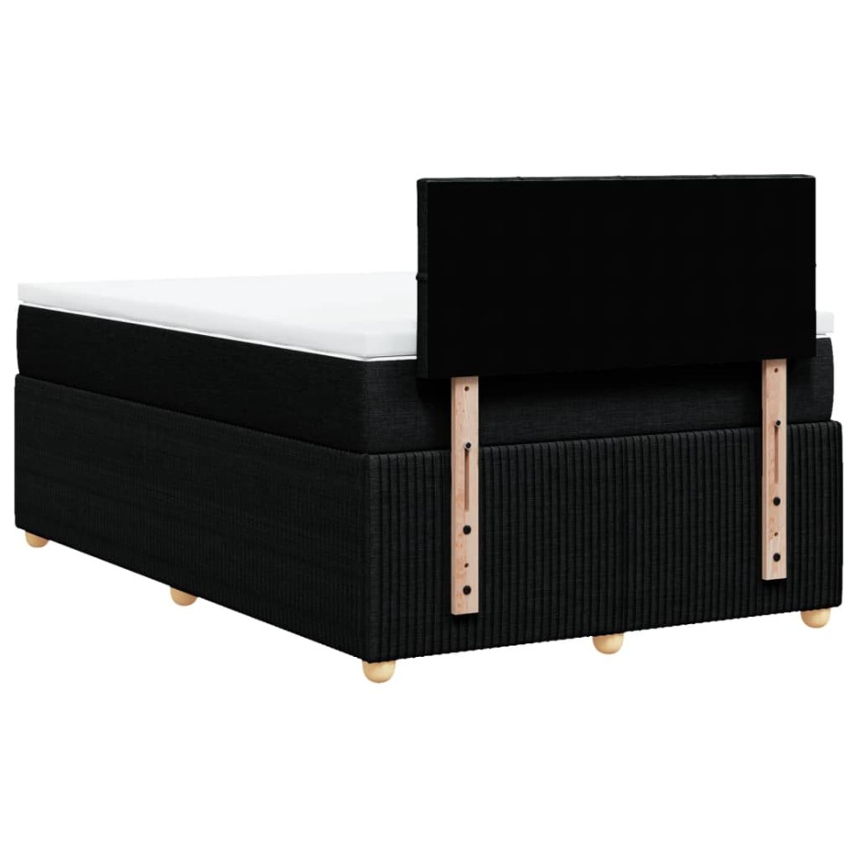 Cama box spring con colchón tela negro 120x200