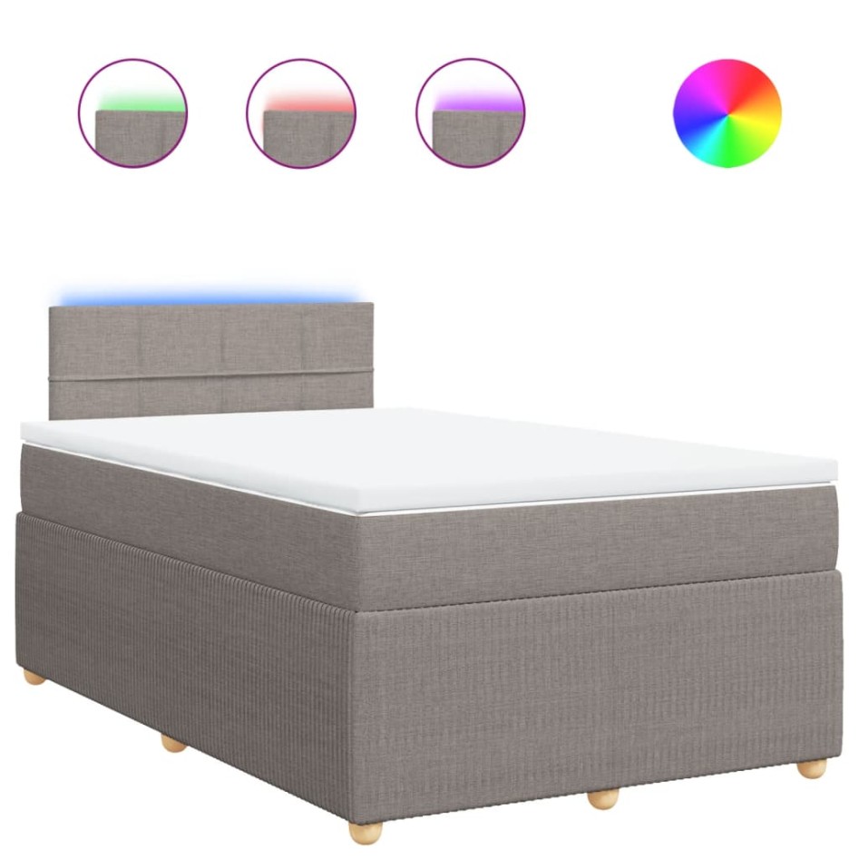 Cama box spring con colchón tela gris taupe 120x200