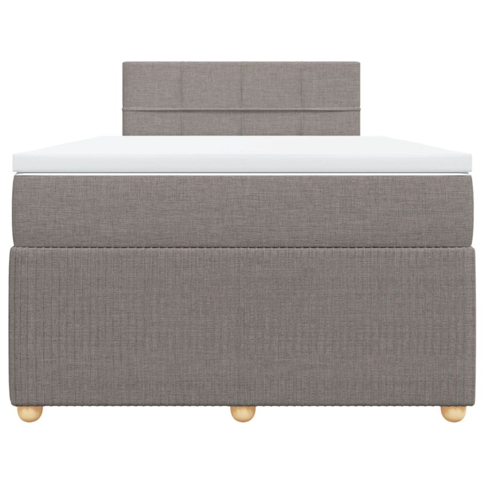 Cama box spring con colchón tela gris taupe 120x200