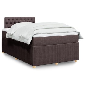 Cama box spring con colchón tela marrón oscuro 120x200