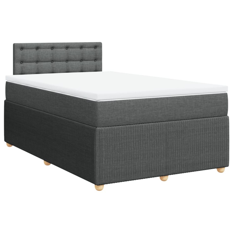 Cama box spring con colchón tela gris oscuro 120x200