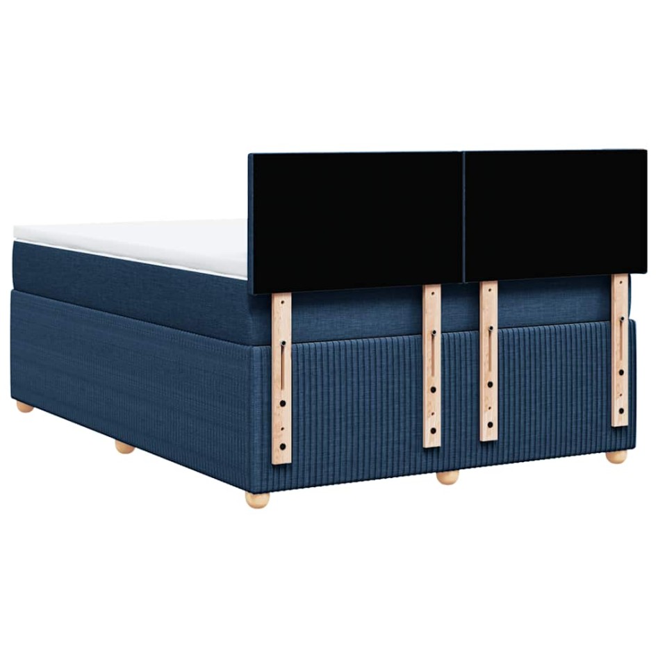 Cama box spring con colchón tela azul 140x190
