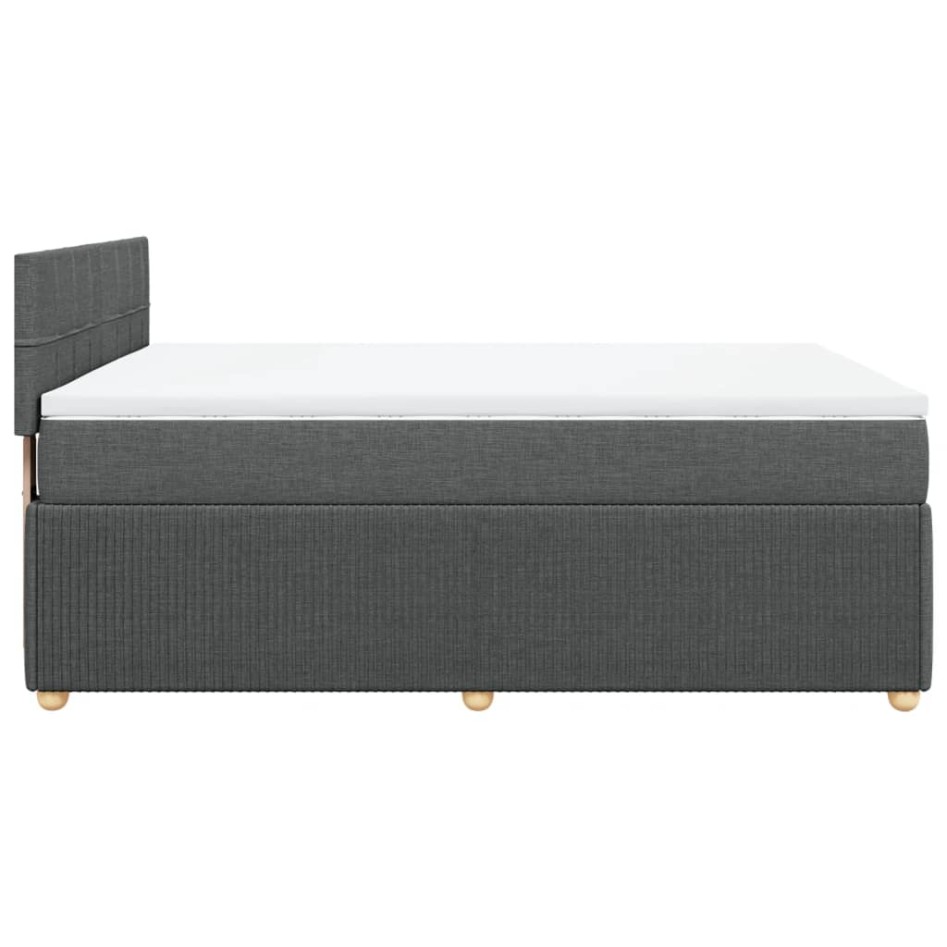 Cama box spring con colchón tela gris oscuro 140x190