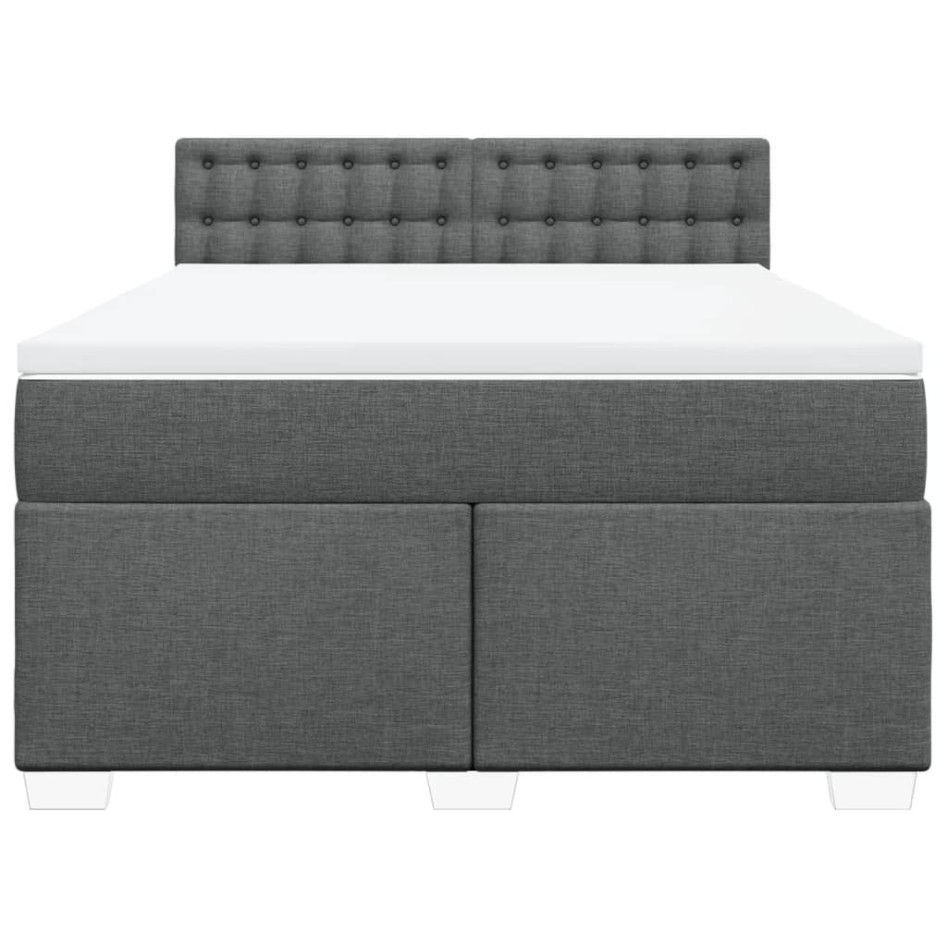 Cama box spring con colchón tela gris oscuro 140x200