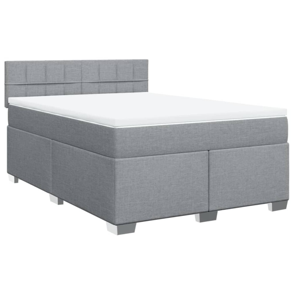Cama box spring con colchón tela gris claro 160x200