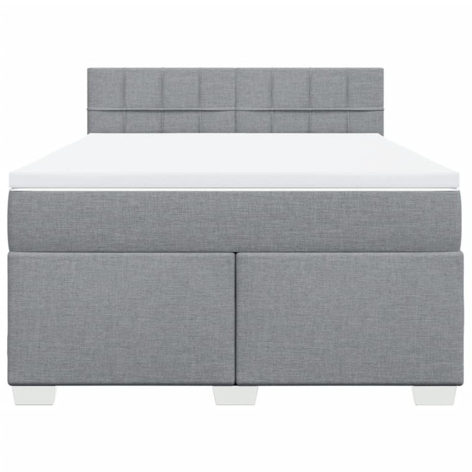 Cama box spring con colchón tela gris claro 160x200