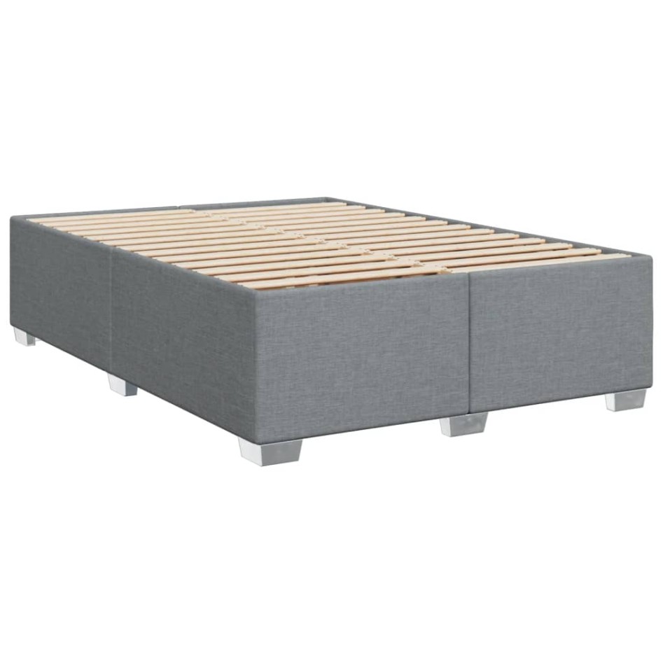 Cama box spring con colchón tela gris claro 160x200