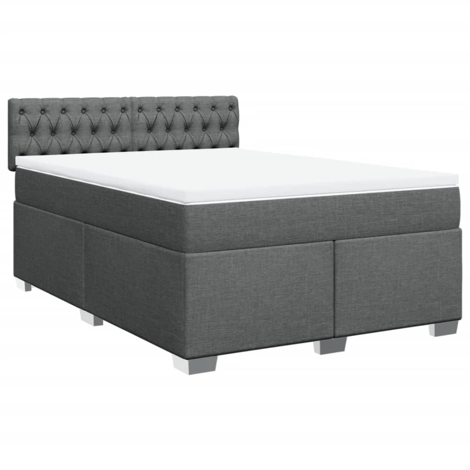 Cama box spring con colchón tela gris oscuro 160x200