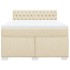Cama box spring con colchón tela color crema 160x200