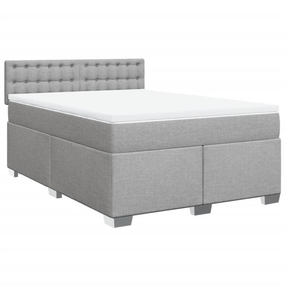 Cama box spring con colchón tela gris claro 160x200