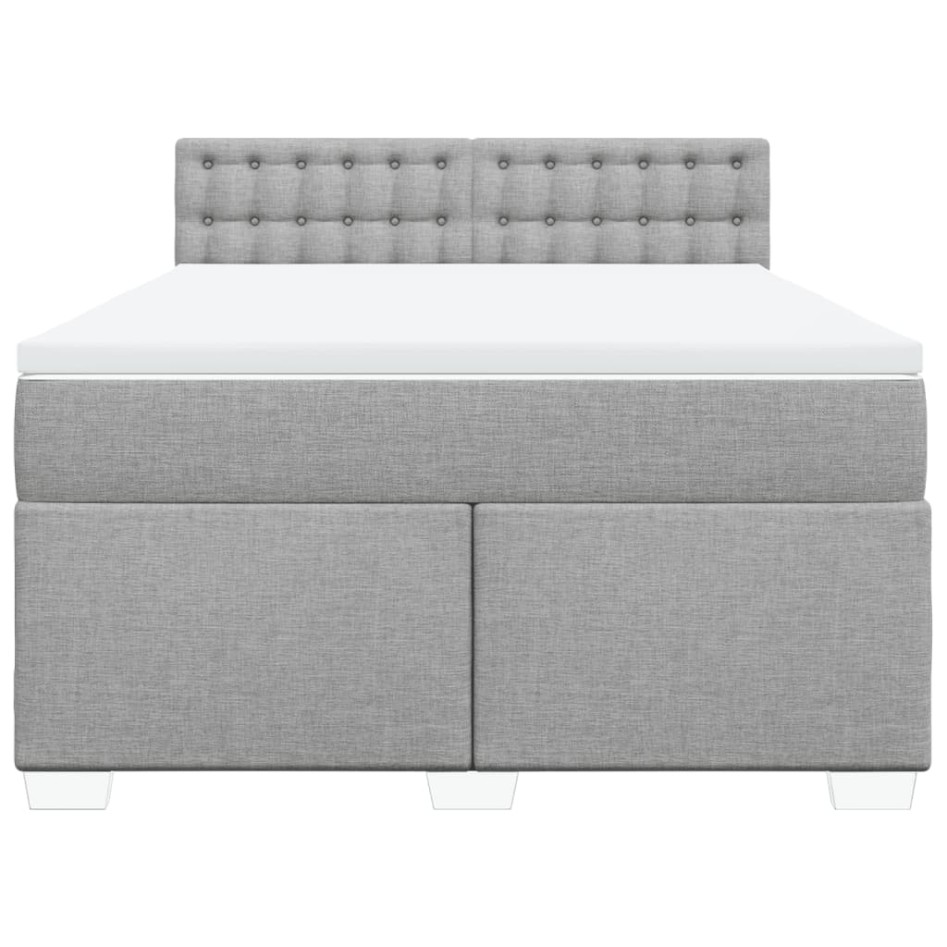 Cama box spring con colchón tela gris claro 160x200