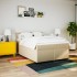 Cama box spring con colchón tela color crema 160x200