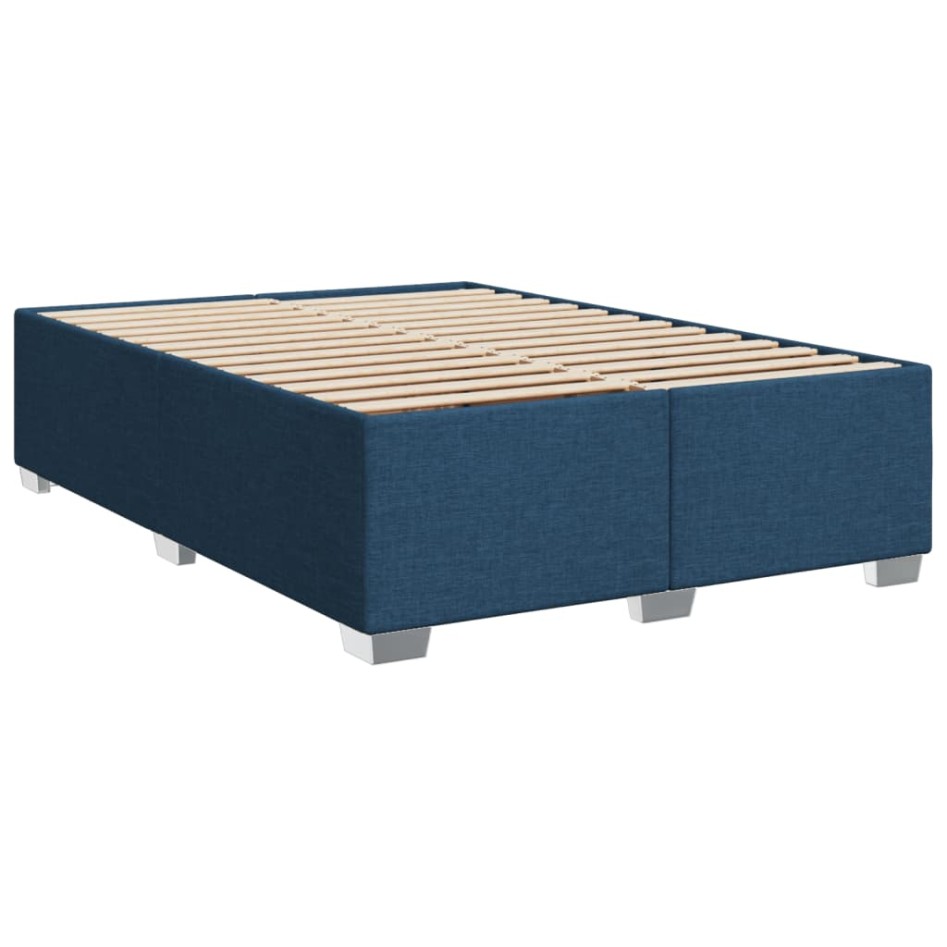 Cama box spring con colchón tela azul 140x200