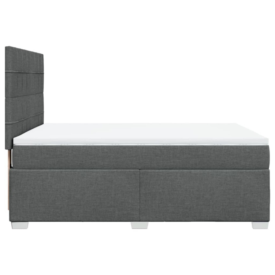 Cama box spring con colchón tela gris oscuro 140x200