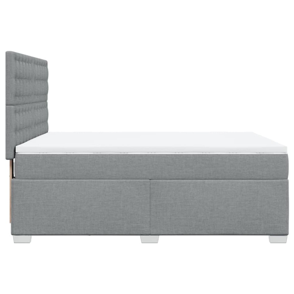 Cama box spring con colchón tela gris claro 140x200