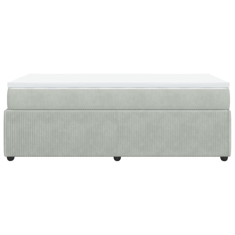Cama box spring con colchón terciopelo gris claro 100x200