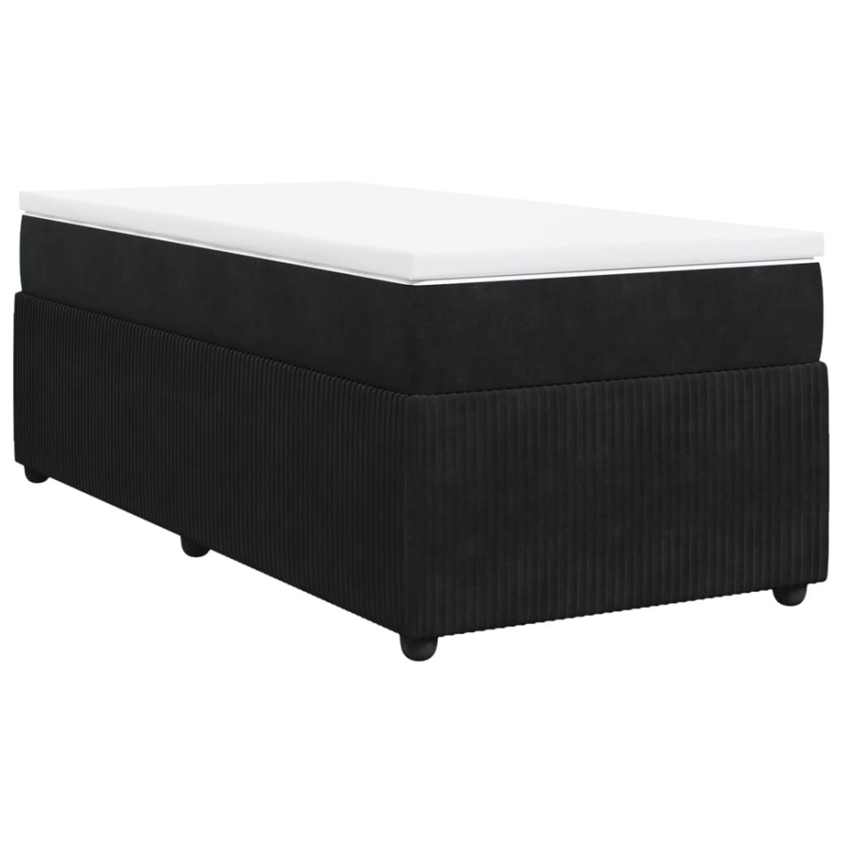 Cama box spring con colchón terciopelo negro 100x200