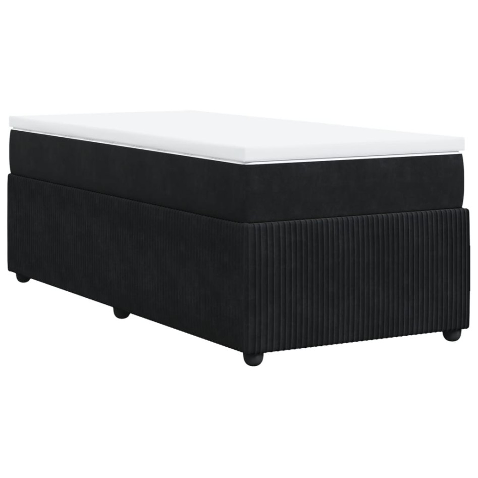 Cama box spring con colchón terciopelo negro 100x200