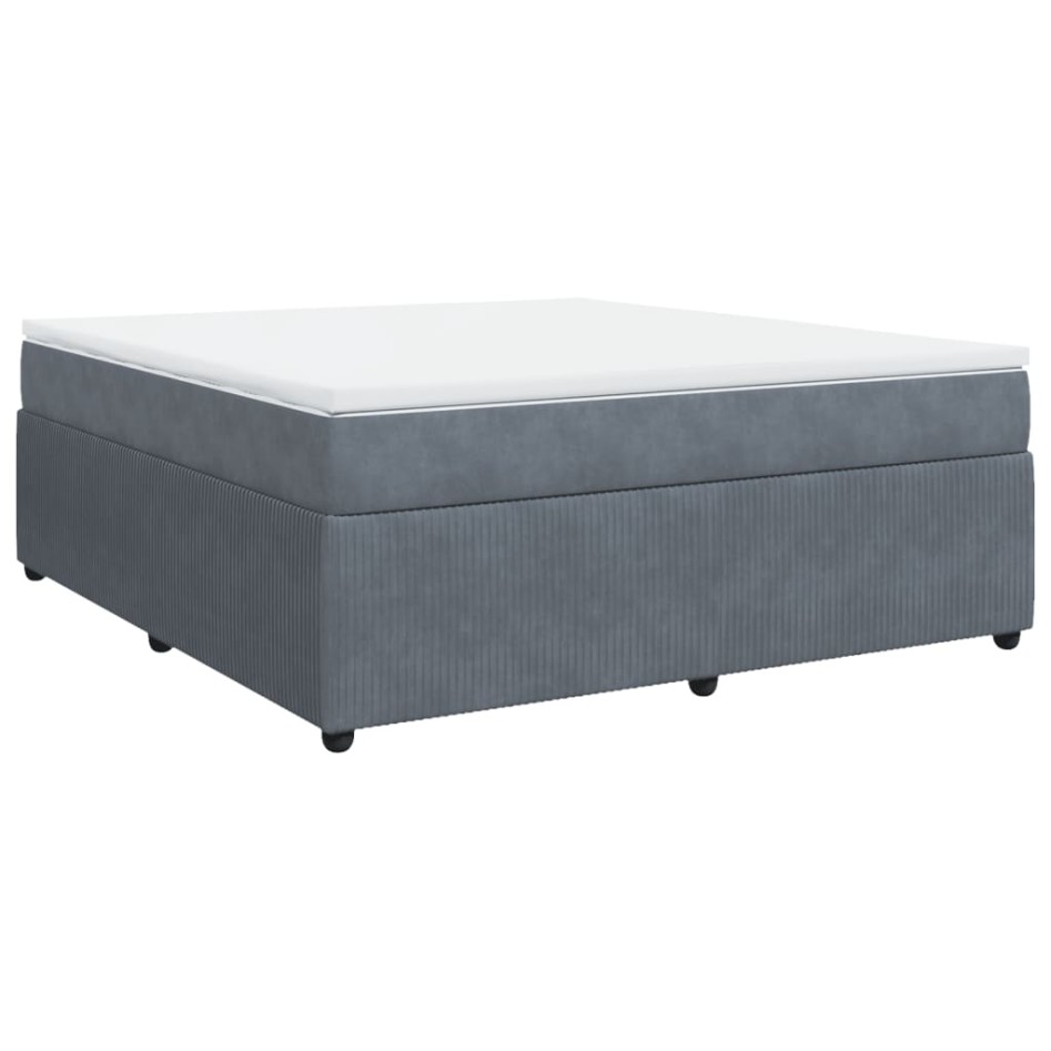 Cama box spring con colchón terciopelo gris oscuro 180x200