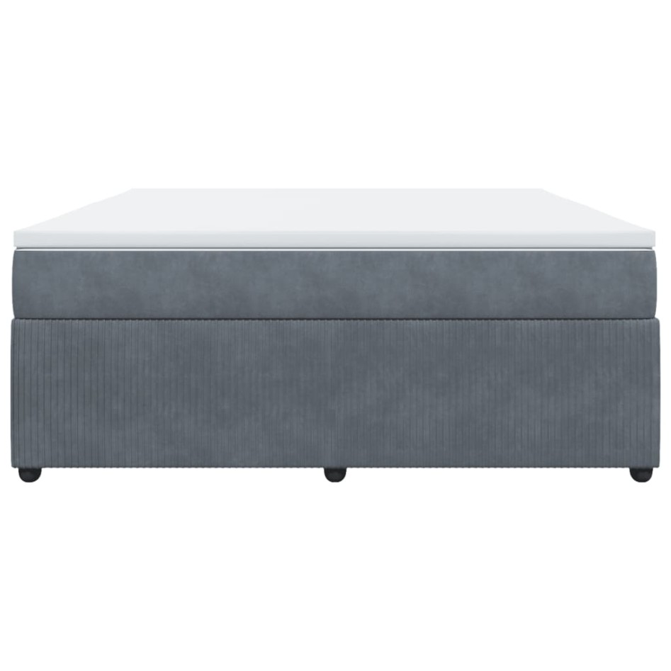 Cama box spring con colchón terciopelo gris oscuro 180x200