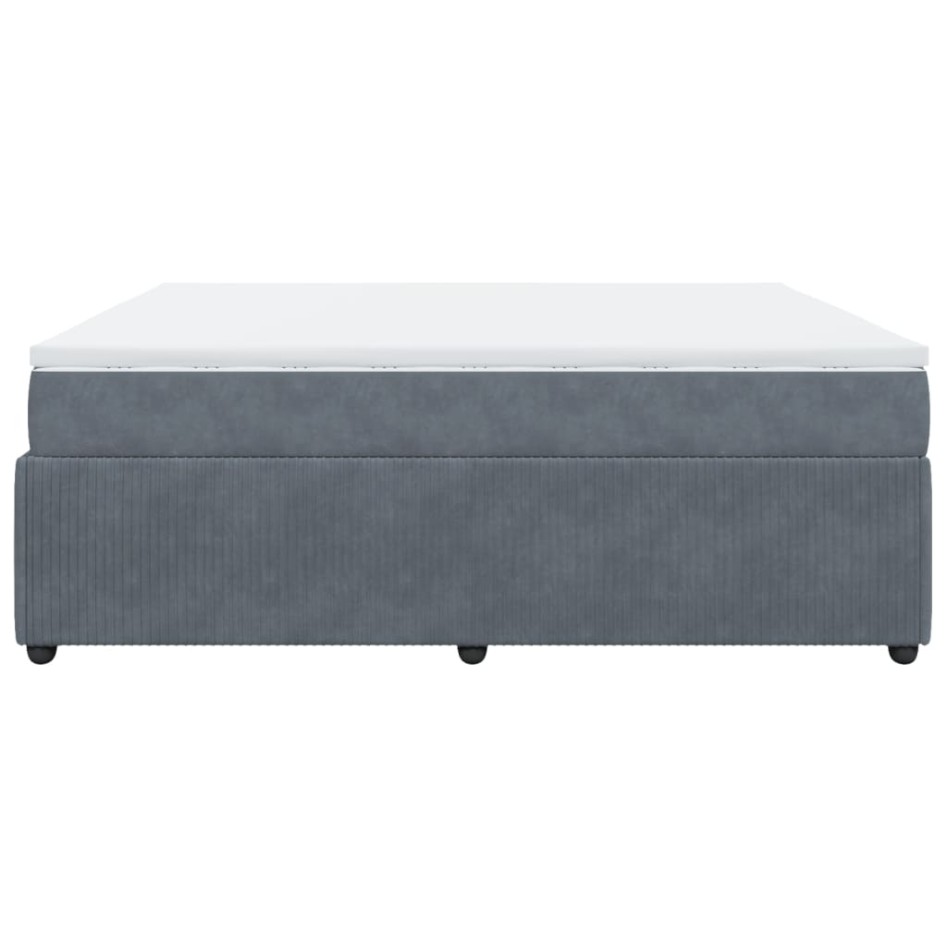 Cama box spring con colchón terciopelo gris oscuro 180x200