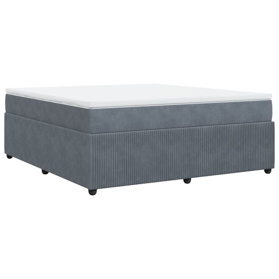 Cama box spring con colchón terciopelo gris oscuro 180x200