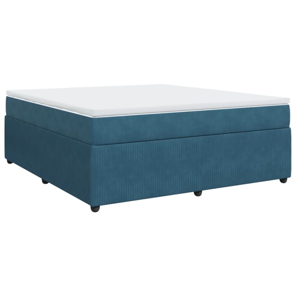 Cama box spring con colchón terciopelo azul oscuro 180x200