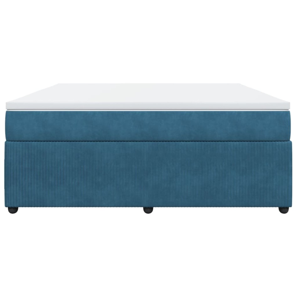 Cama box spring con colchón terciopelo azul oscuro 180x200