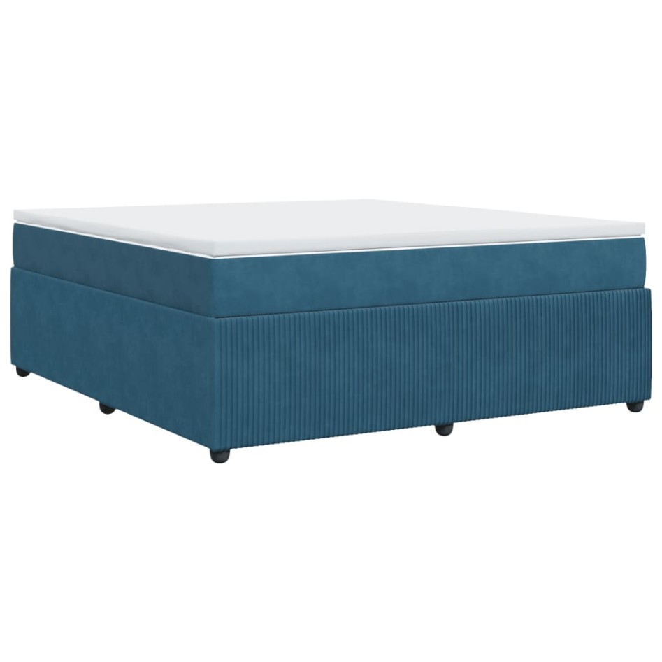 Cama box spring con colchón terciopelo azul oscuro 180x200