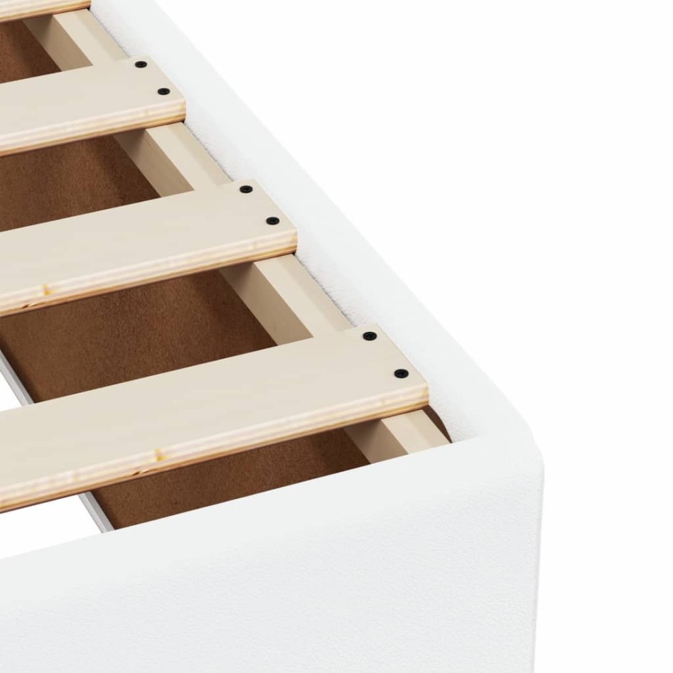 Cama box spring con colchón cuero sintético blanco 90x190