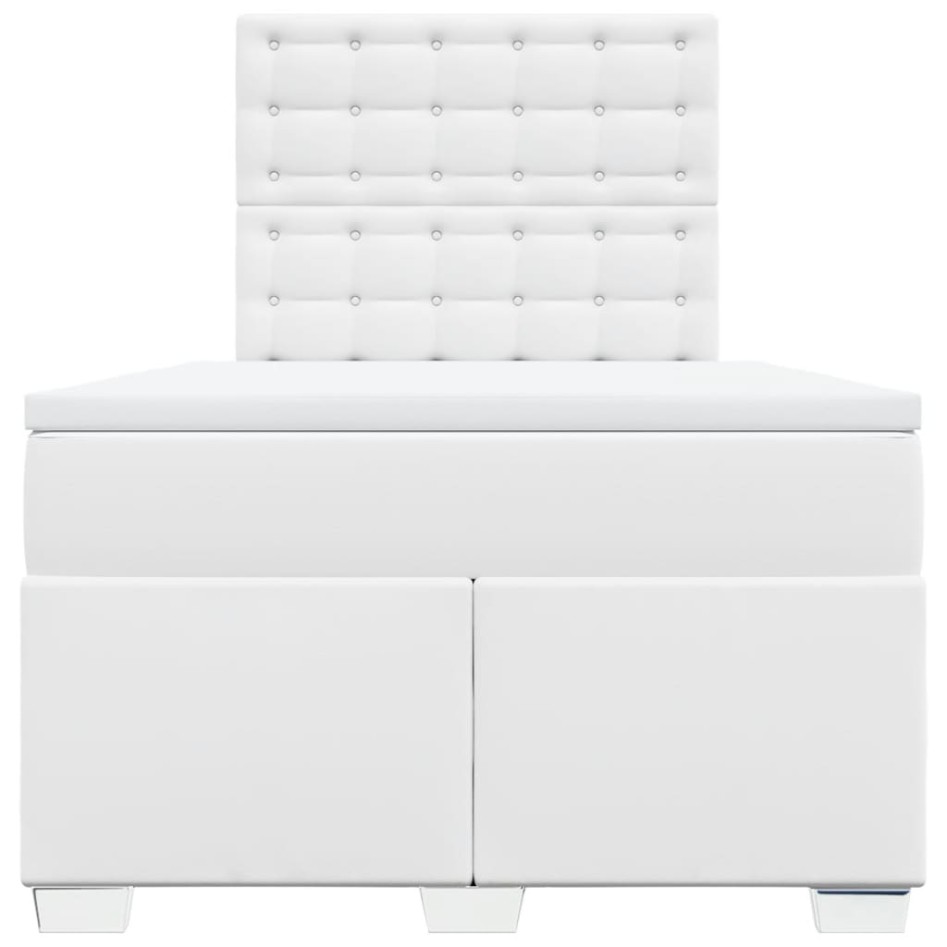 Cama box spring con colchón cuero sintético blanco 120x190