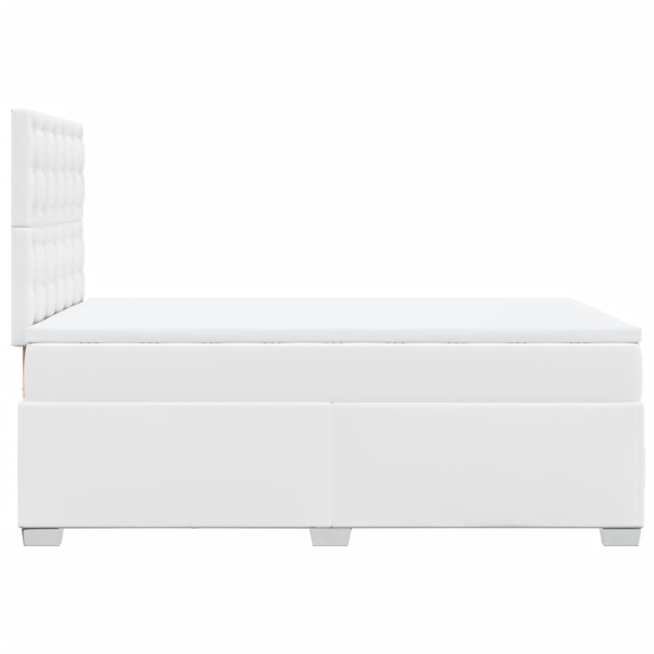 Cama box spring con colchón cuero sintético blanco 120x190