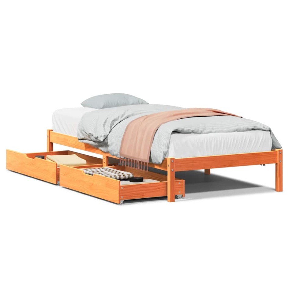 Estructura de cama sin colchón madera de pino marrón 90x200