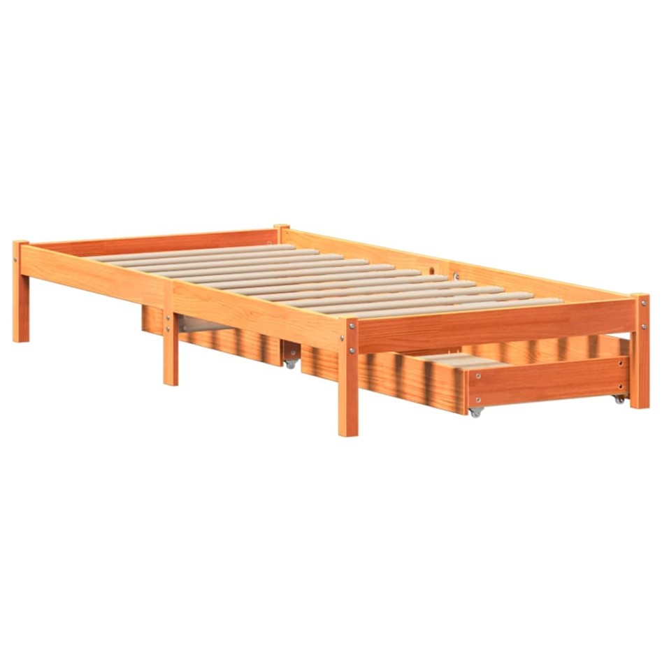 Estructura de cama sin colchón madera de pino marrón 90x200