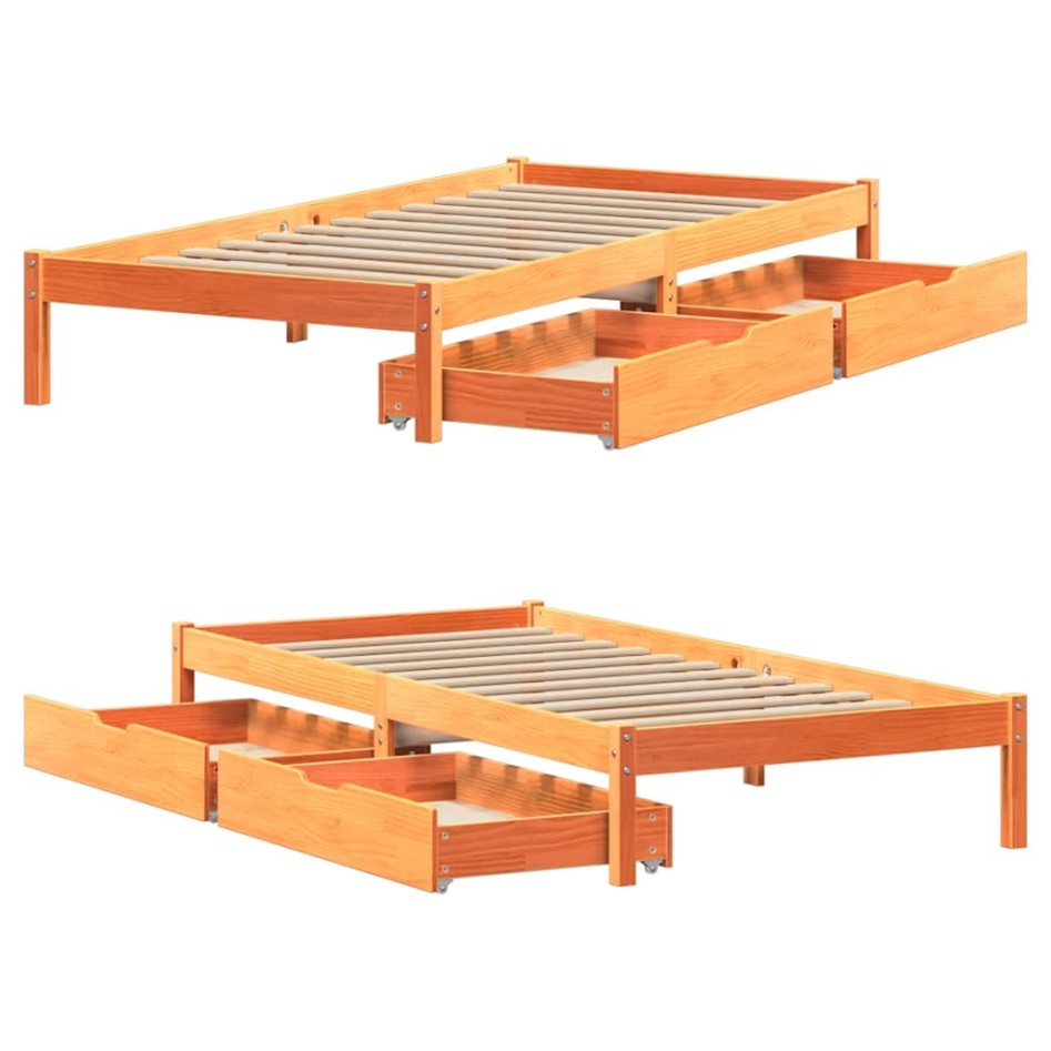 Estructura de cama sin colchón madera de pino marrón 90x200