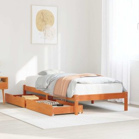 Estructura de cama sin colchón madera maciza marrón 90x190