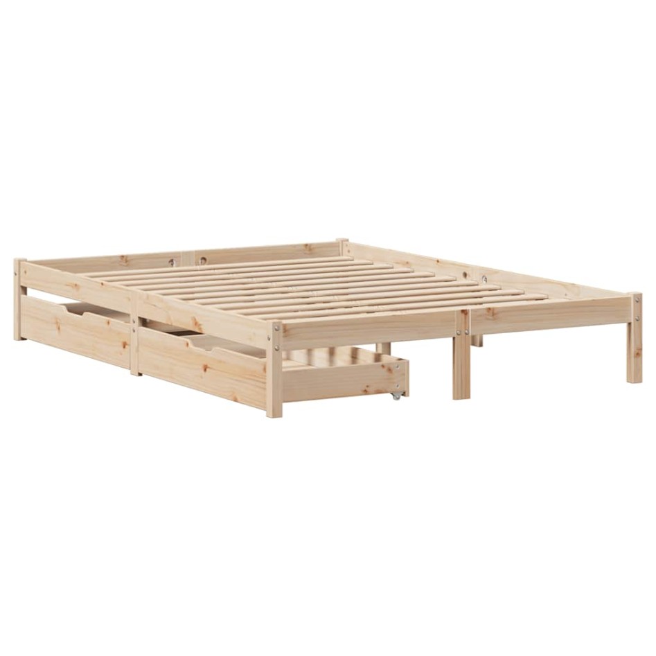 Estructura de cama sin colchón madera maciza de pino 120x190