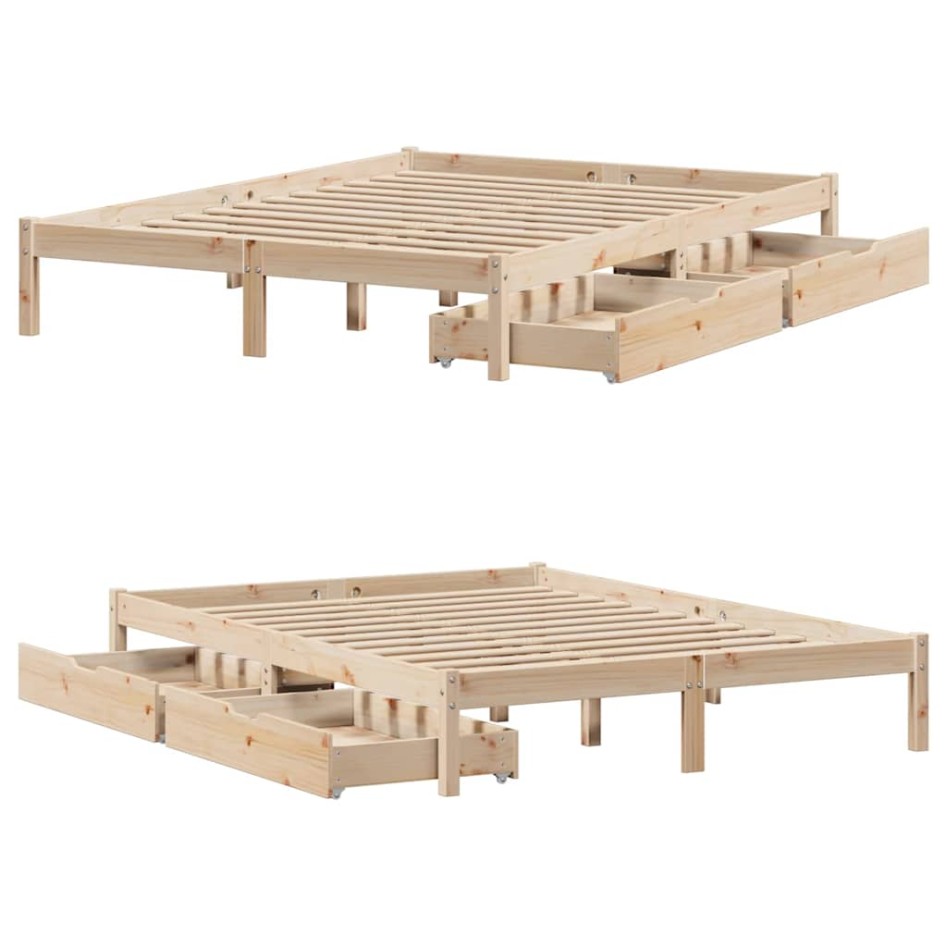 Estructura de cama sin colchón madera maciza de pino 120x190