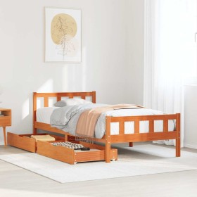 Estructura de cama sin colchón madera maciza marrón 75x190