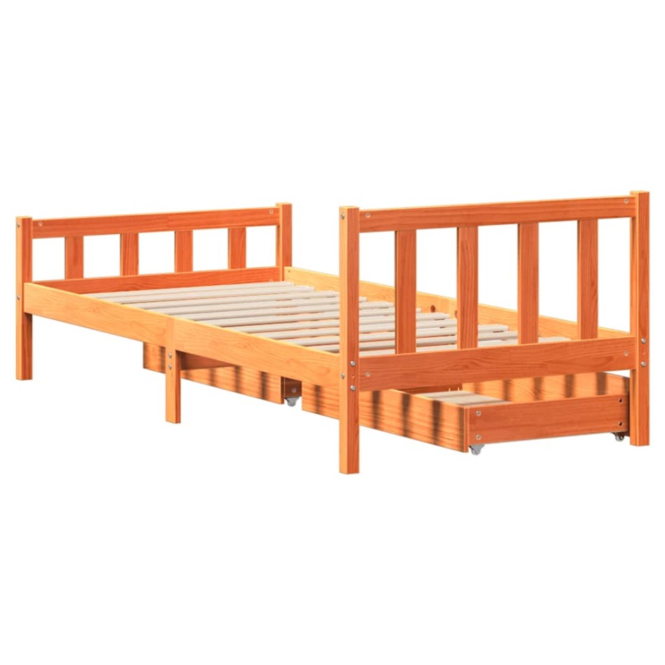 Estructura de cama sin colchón madera maciza marrón 75x190