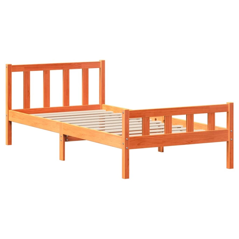 Estructura de cama sin colchón madera maciza marrón 75x190