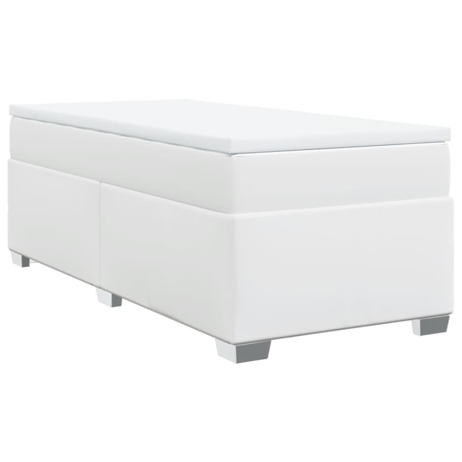 Cama box spring con colchón cuero sintético blanco 100x200
