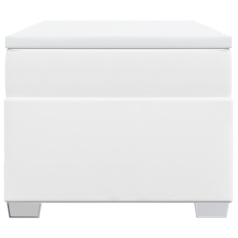 Cama box spring con colchón cuero sintético blanco 100x200