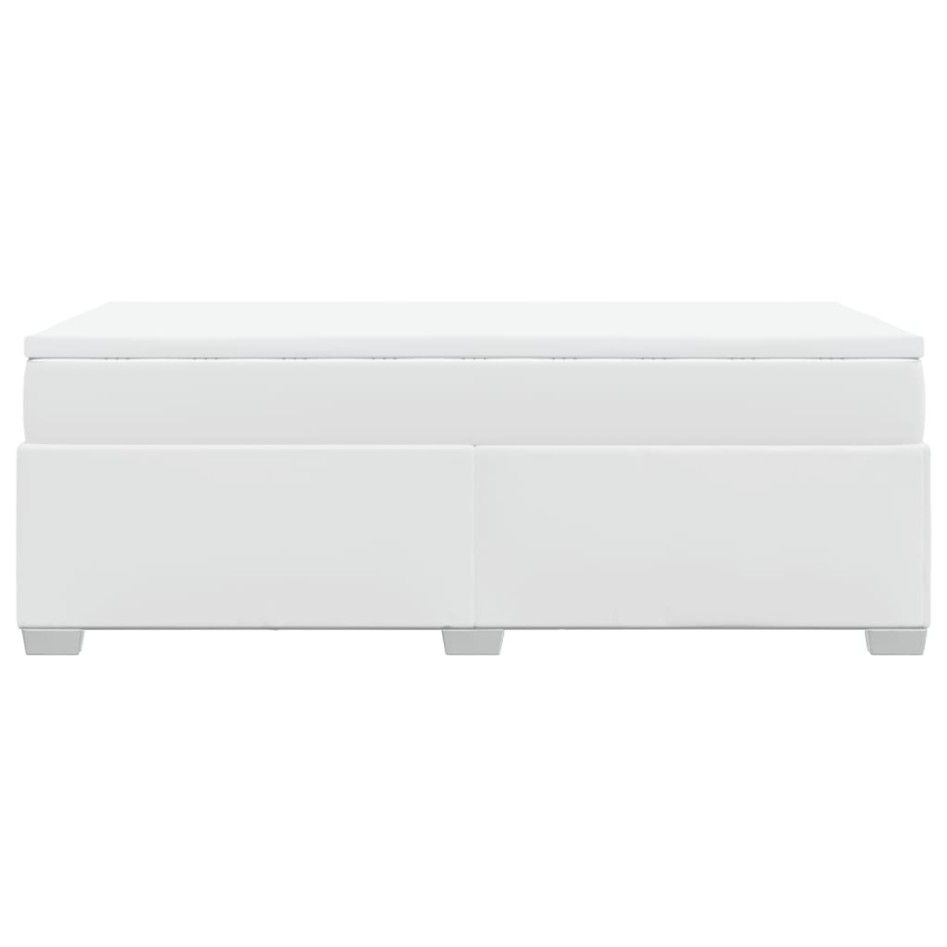 Cama box spring con colchón cuero sintético blanco 100x200