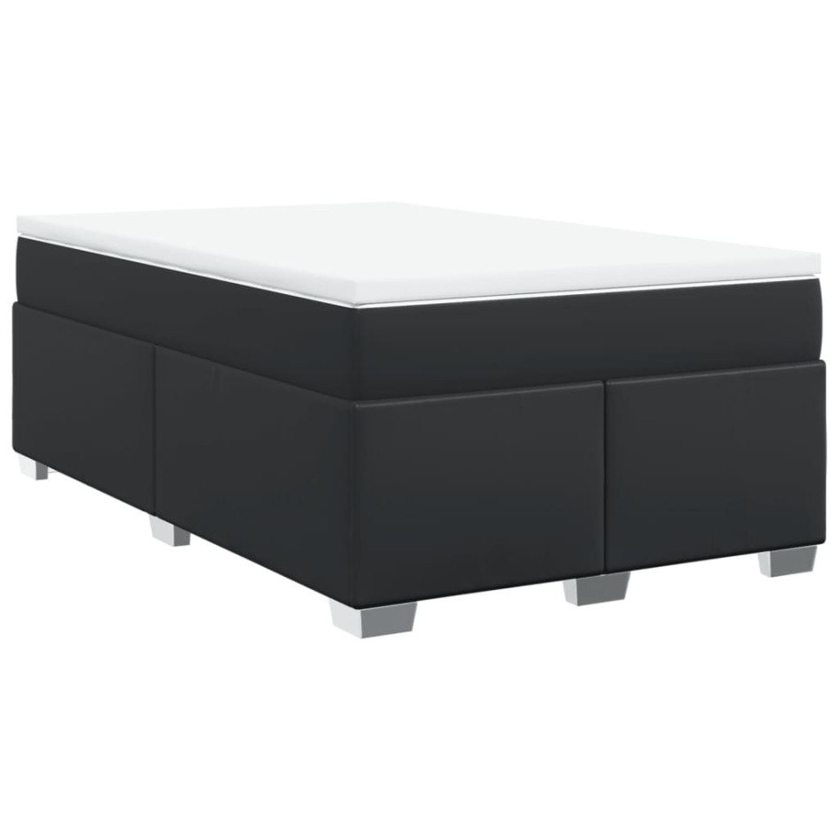 Cama box spring con colchón cuero sintético negro 120x190