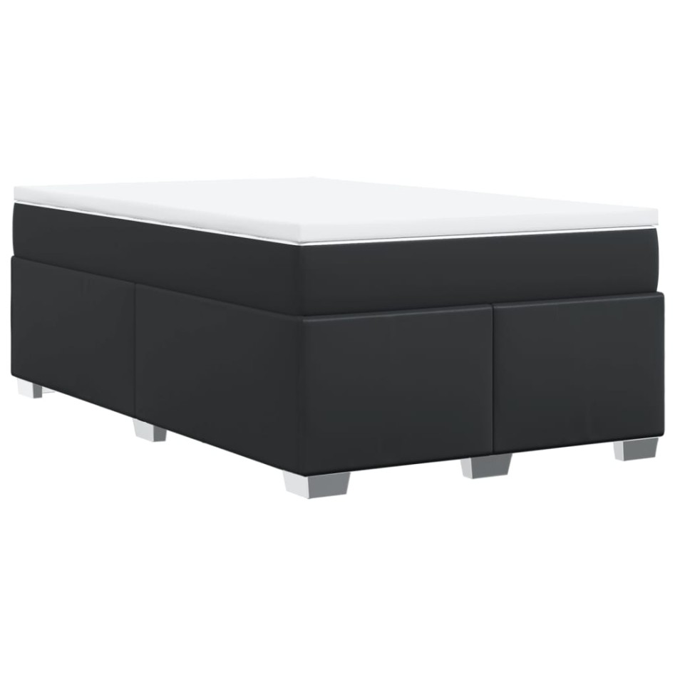 Cama box spring con colchón cuero sintético negro 120x190