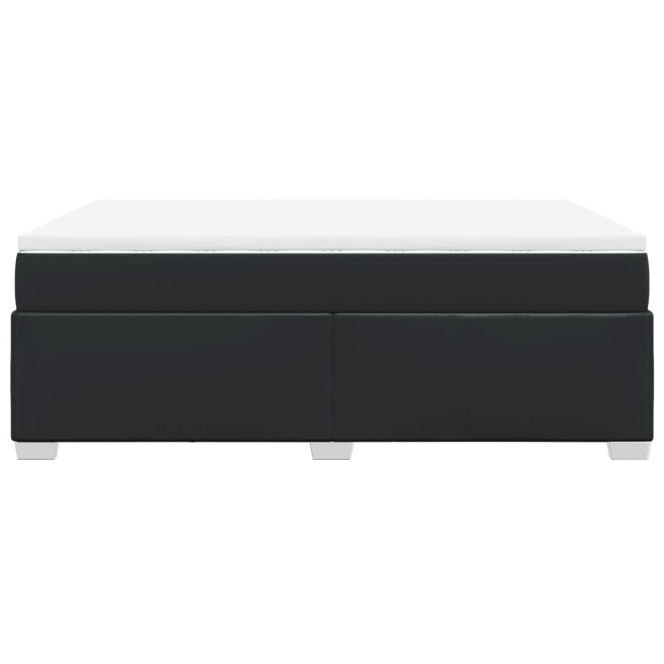 Cama box spring con colchón cuero sintético negro 160x200