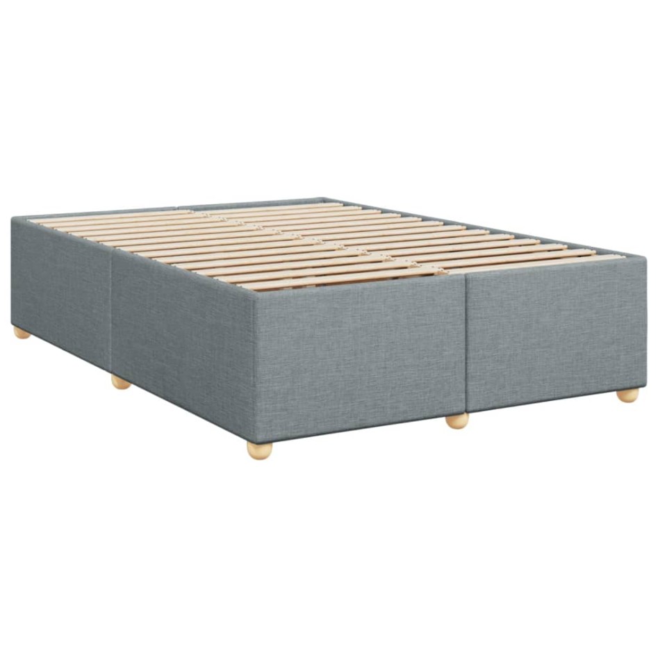 Cama box spring con colchón tela gris claro 140x190