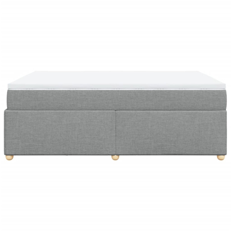 Cama box spring con colchón tela gris claro 140x190